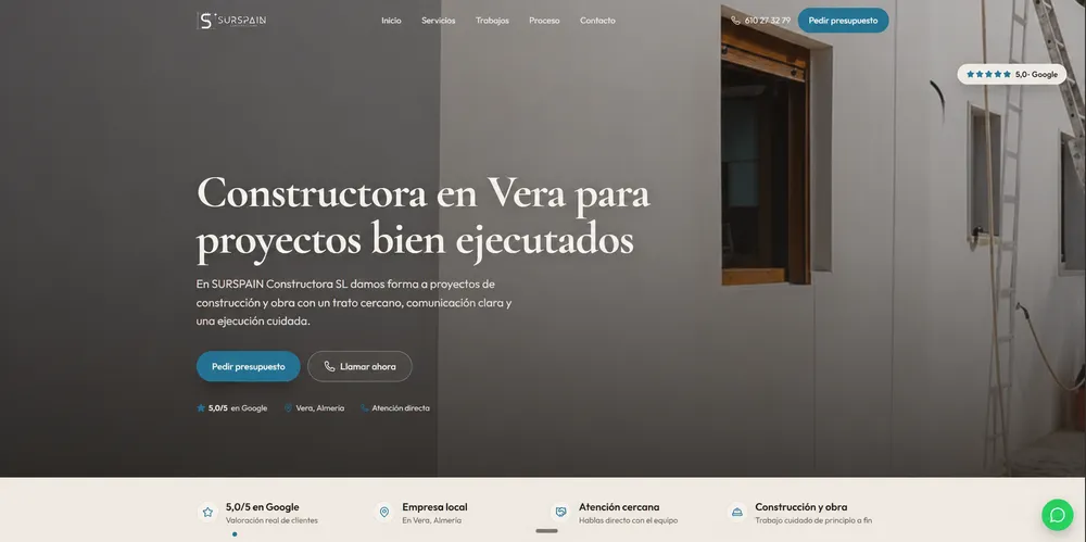 Homepage of a renovation company website built by PrismaXweb